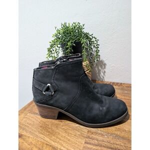 Teva Foxy Harness Ankle Leather Boots Booties Natural Heels Black Size 7.5‎